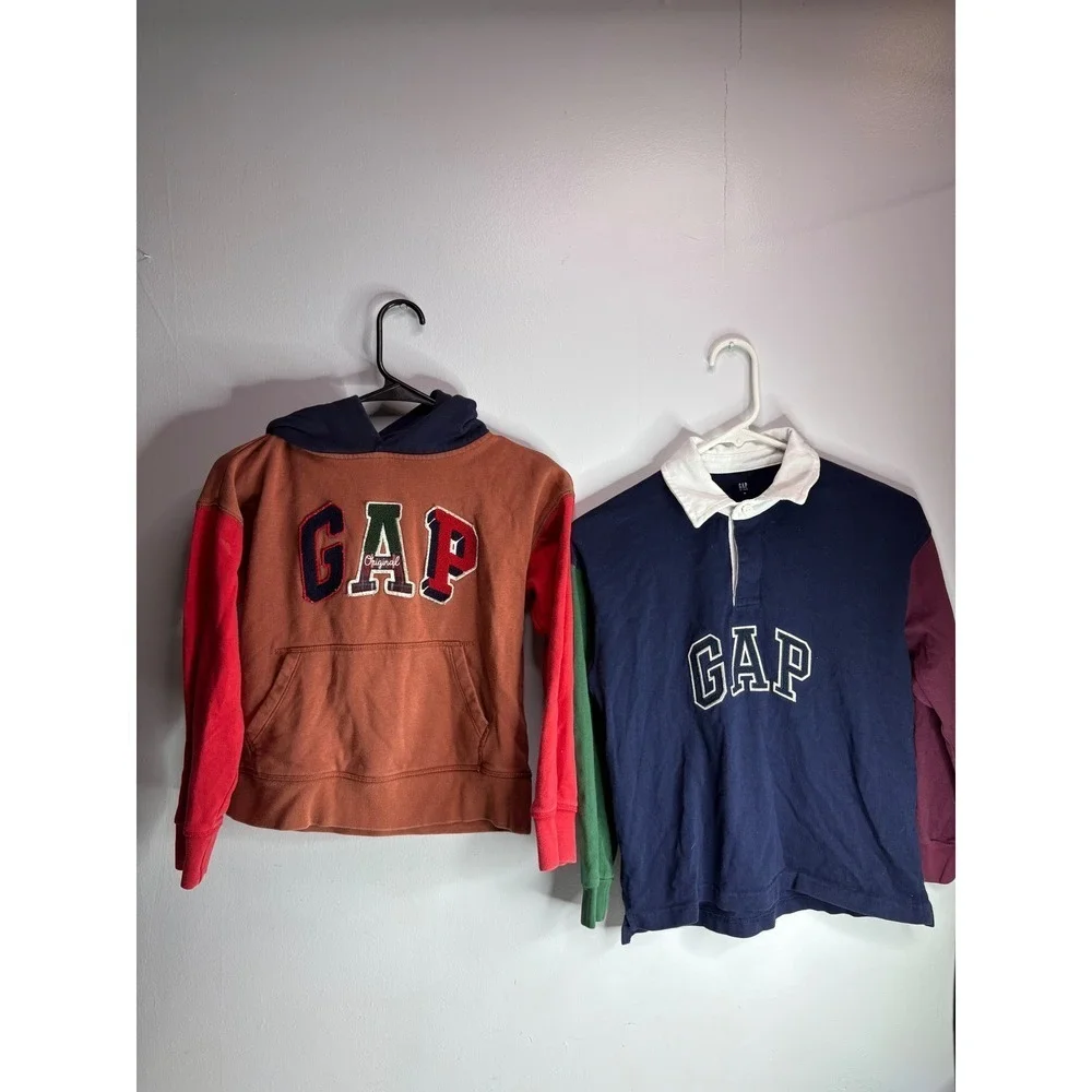 GAP Kids Colorblock Hoodie and Rugby Shirt Bundle Size M